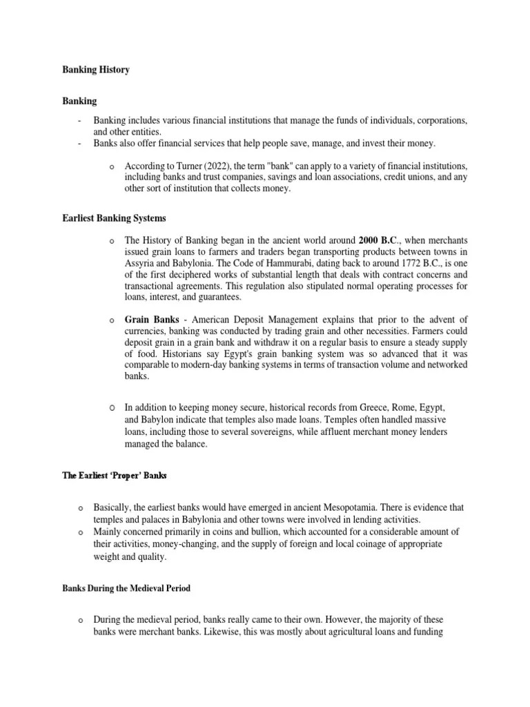Banking History | PDF | Banks | Money