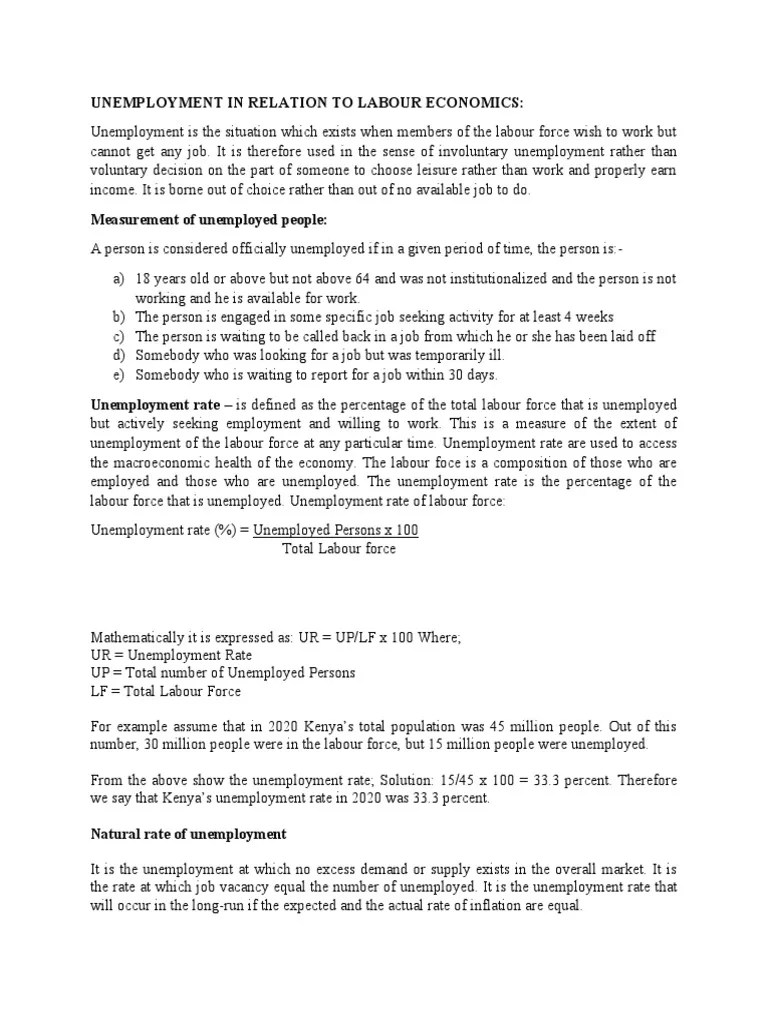 Unemployment In Relation To Labour Economics | PDF | Labour Economics ...