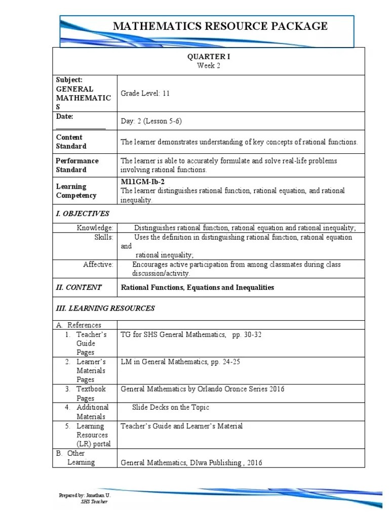 Genmath 11 (Definition In Distinguishing Rational Function, Rational ...