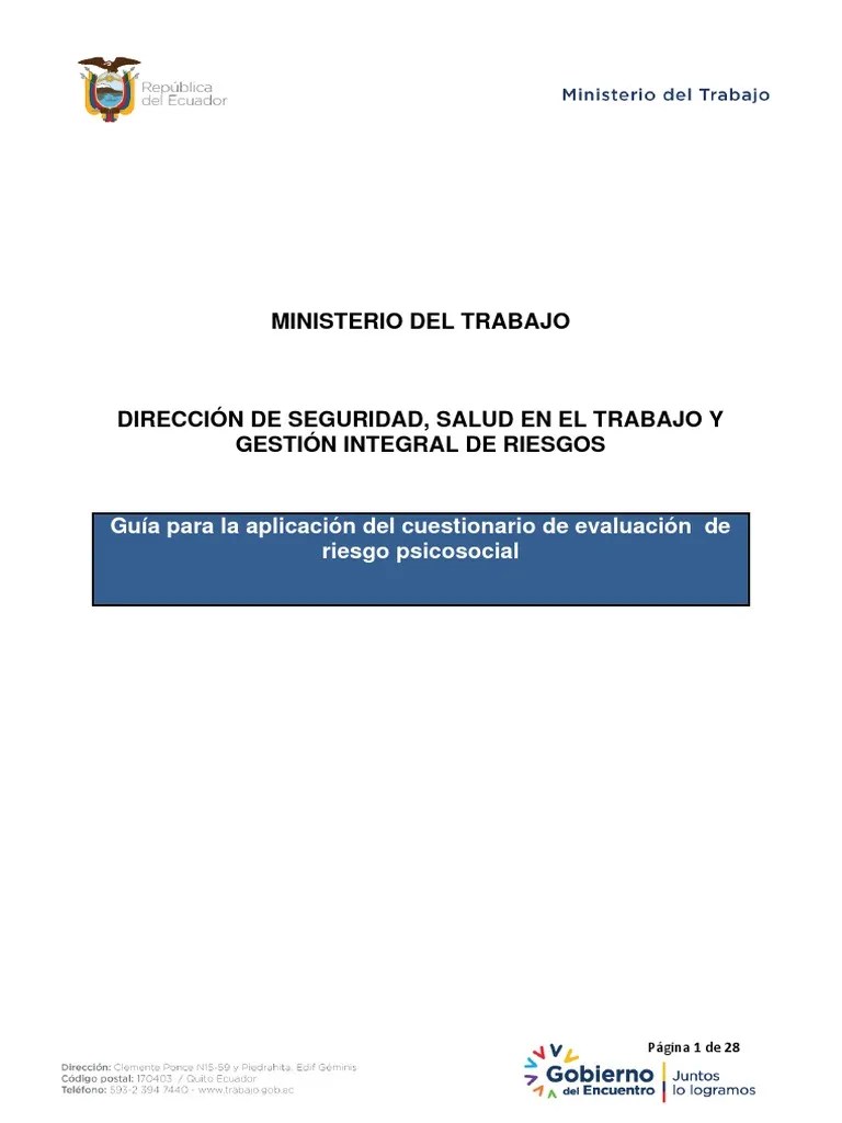 3 - Guía Para La Aplicación Del Cuestionario De Evaluación De Riesgo Psicosocial | PDF ...