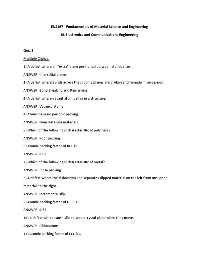 Fundamentals Of Material Science And Engineering Exam | PDF | Fracture | Ductility