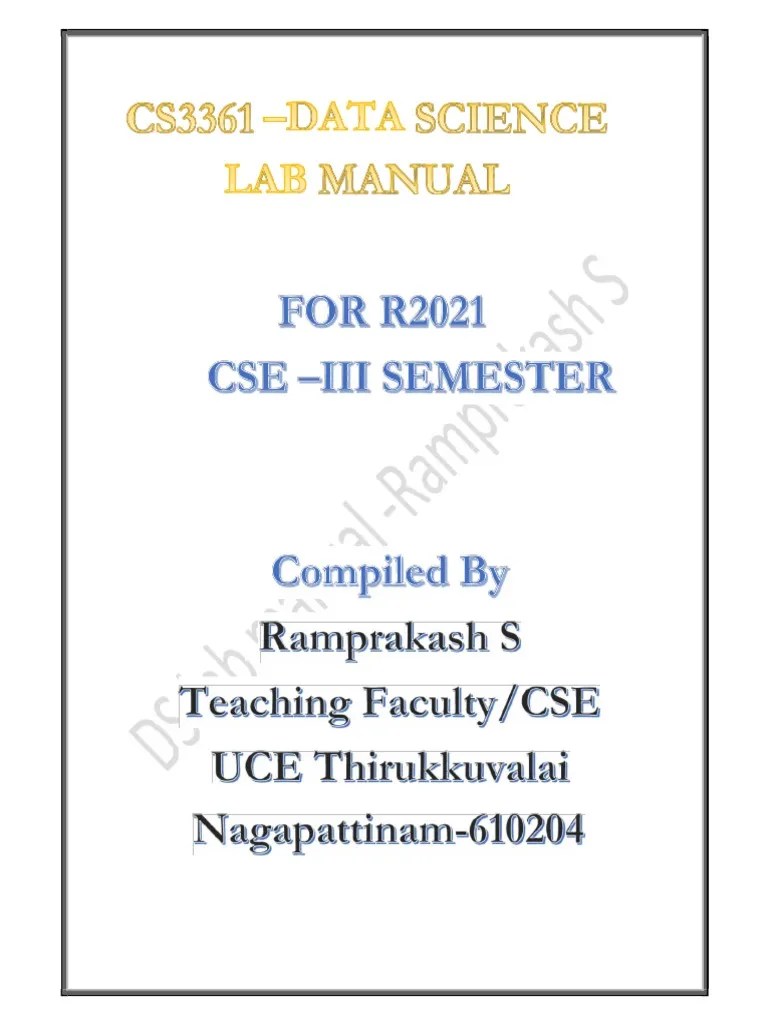 Data Science Lab Manual - CS3361-Ramprakash S | PDF