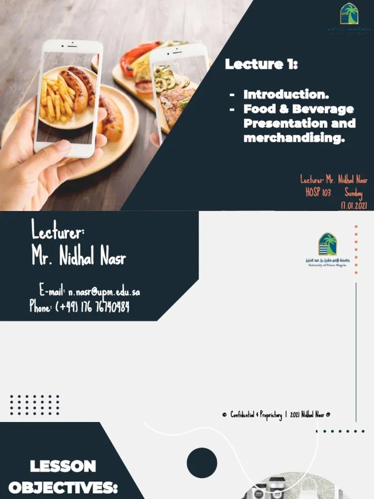 Lecture 1 - Introduction & Food & Beverage Presentation And Merchandising. | PDF | Restaurants ...