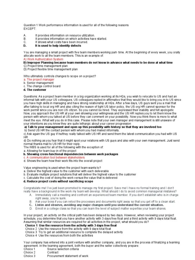 Pmp Questions Risk Leadership