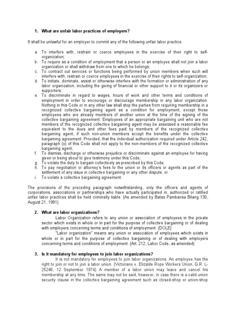What Is Unfair Labor Practice 2 And ULP Cases | PDF | Collective ...