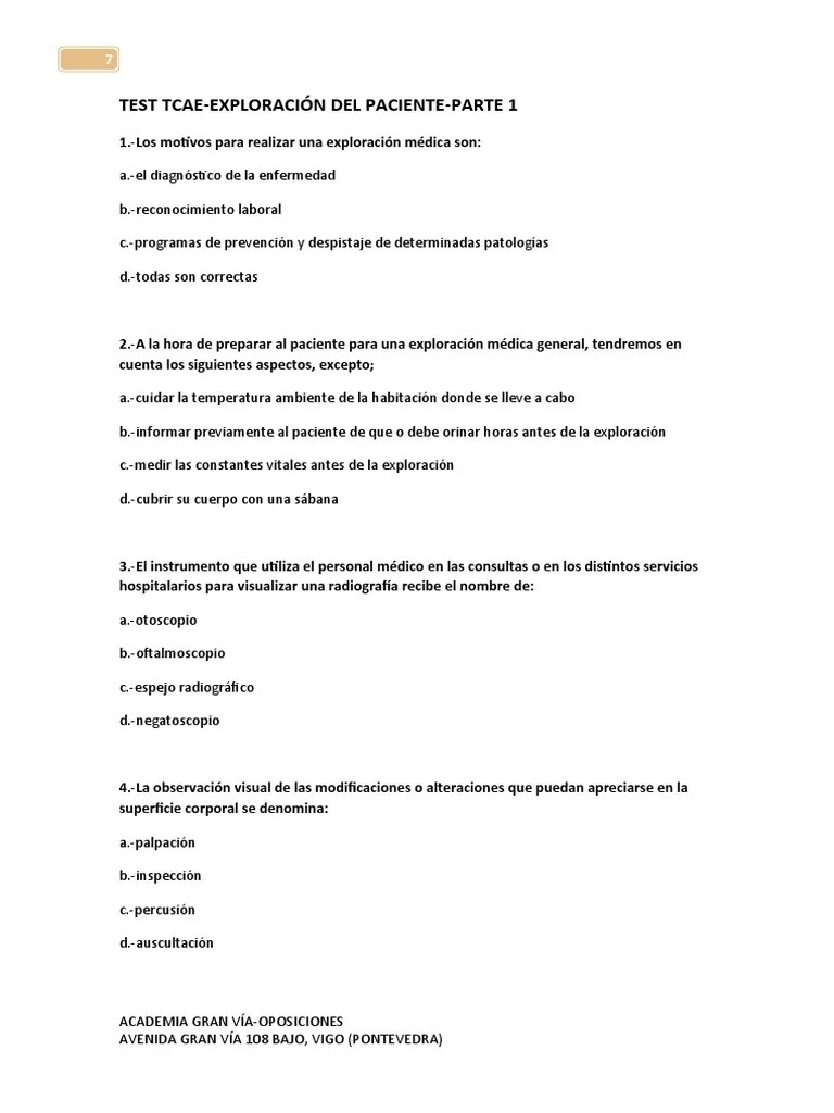 Test Tcae. Exploraciones | PDF | Especialidades Medicas | Medicina CLINICA