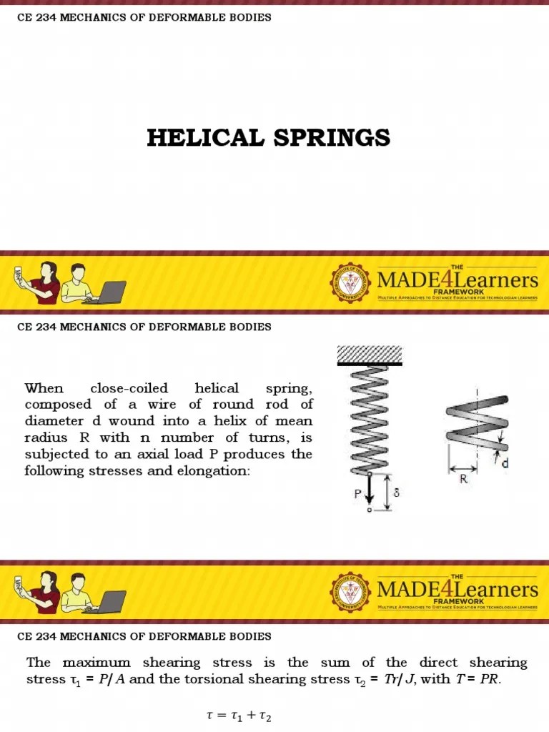 Review Notes & Sample Problems (Helical Spring) | PDF | Stress ...