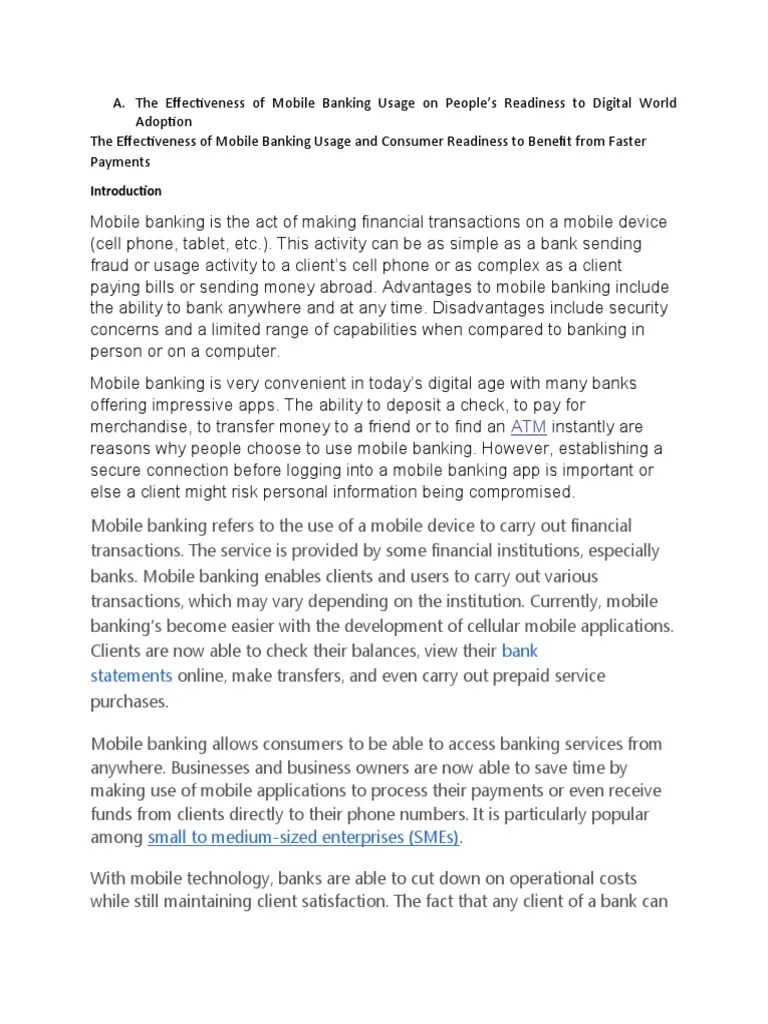The Effectiveness Of Mobile Banking Usage On People | Download Free PDF ...