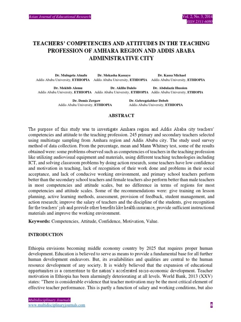Full Paper Teachers' Competencies And Attitudes | PDF | Teachers | Teaching Method
