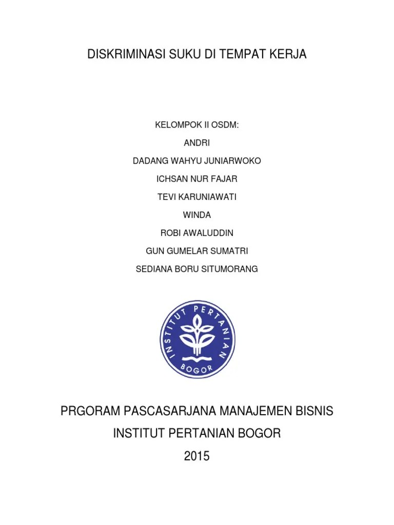 Diskriminasi Suku Di Tempat Kerja | PDF