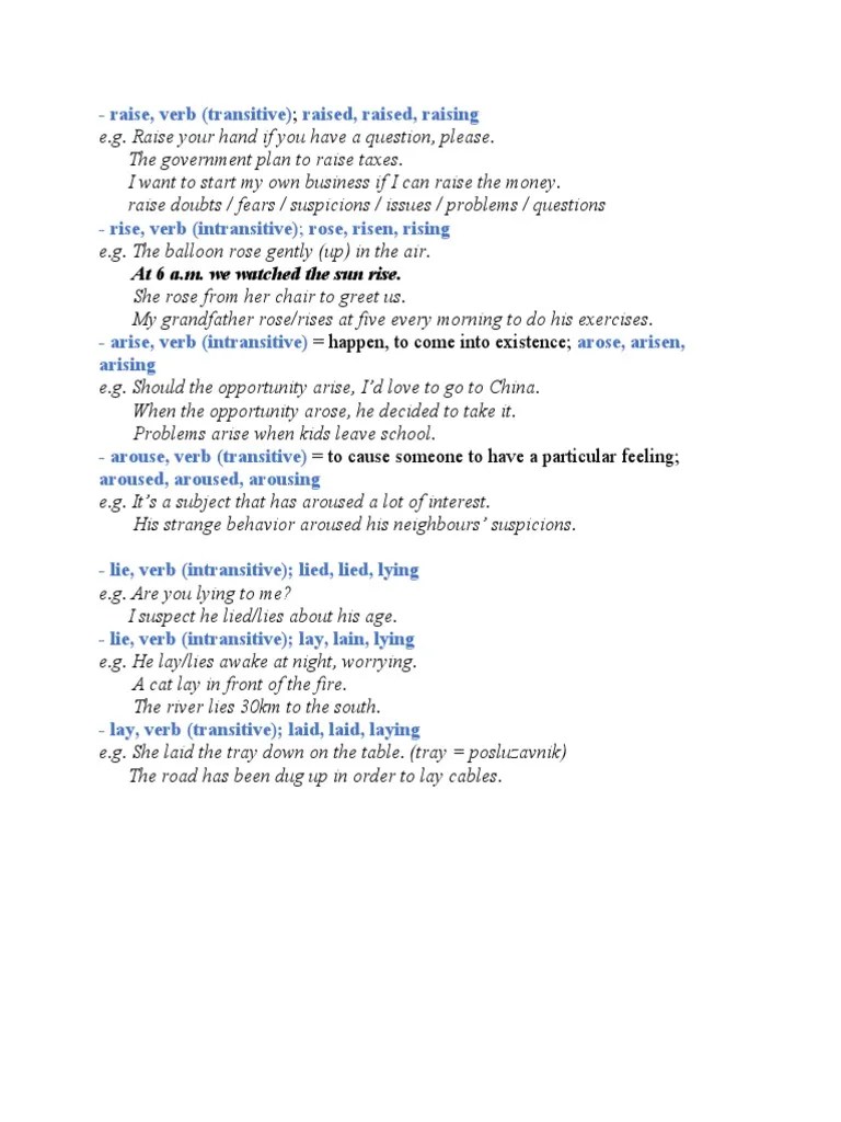 Confusing Verbs Pdf Language Arts Discipline