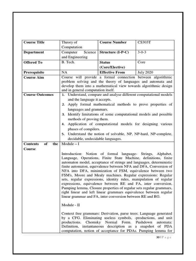 TOC Syllabus | PDF | Computational Complexity Theory | Formal Methods