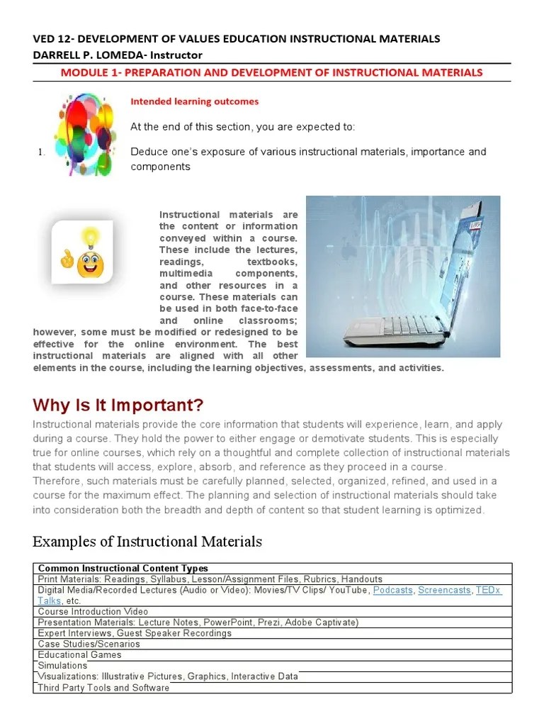 MODULE 1 Prerparation And Development Of Instructional Materials | PDF ...