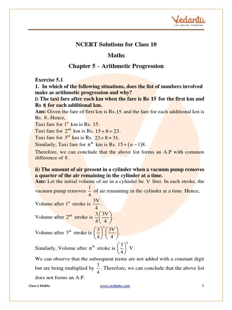 Class 10 - Maths - Arithmetic Progressions | PDF | Associated Press ...