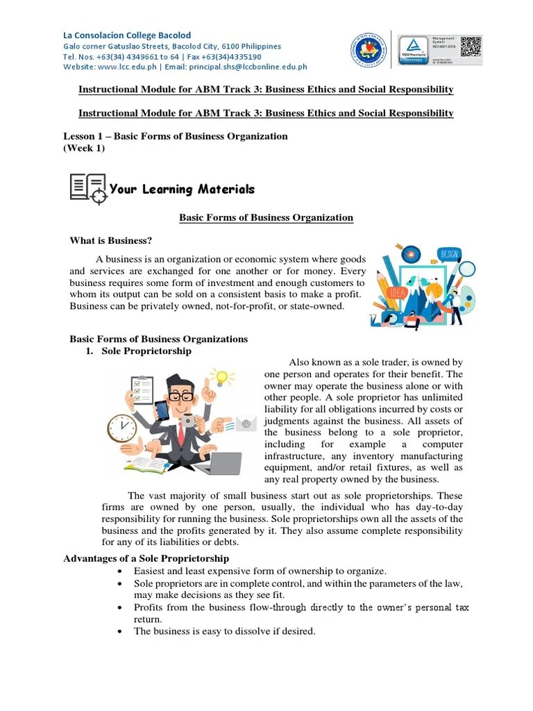 Basic Forms Of Business Organization | PDF | Partnership | Corporations