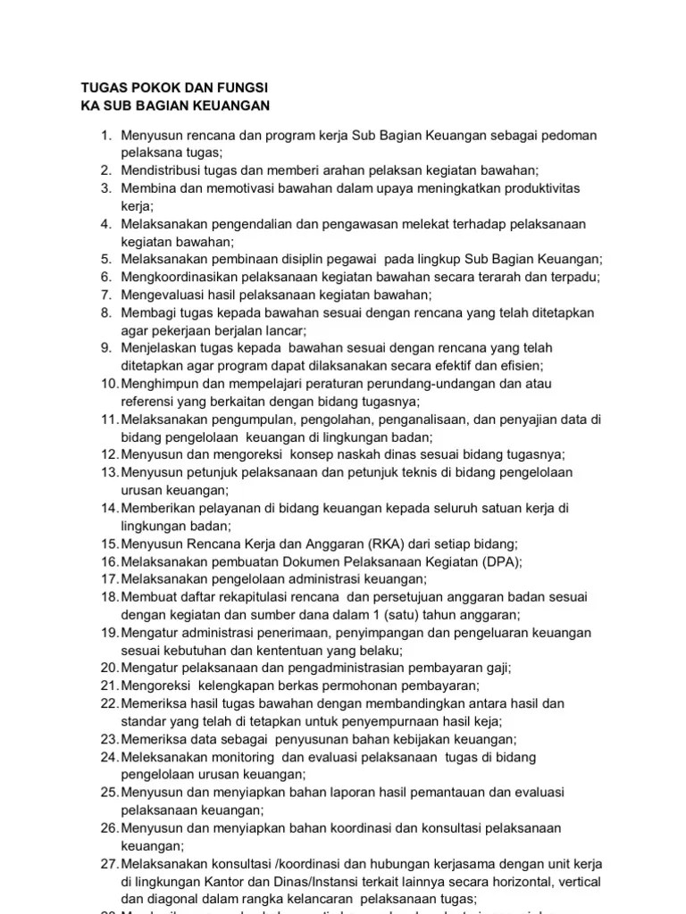 Tugas Pokok Dan Fungsi | PDF