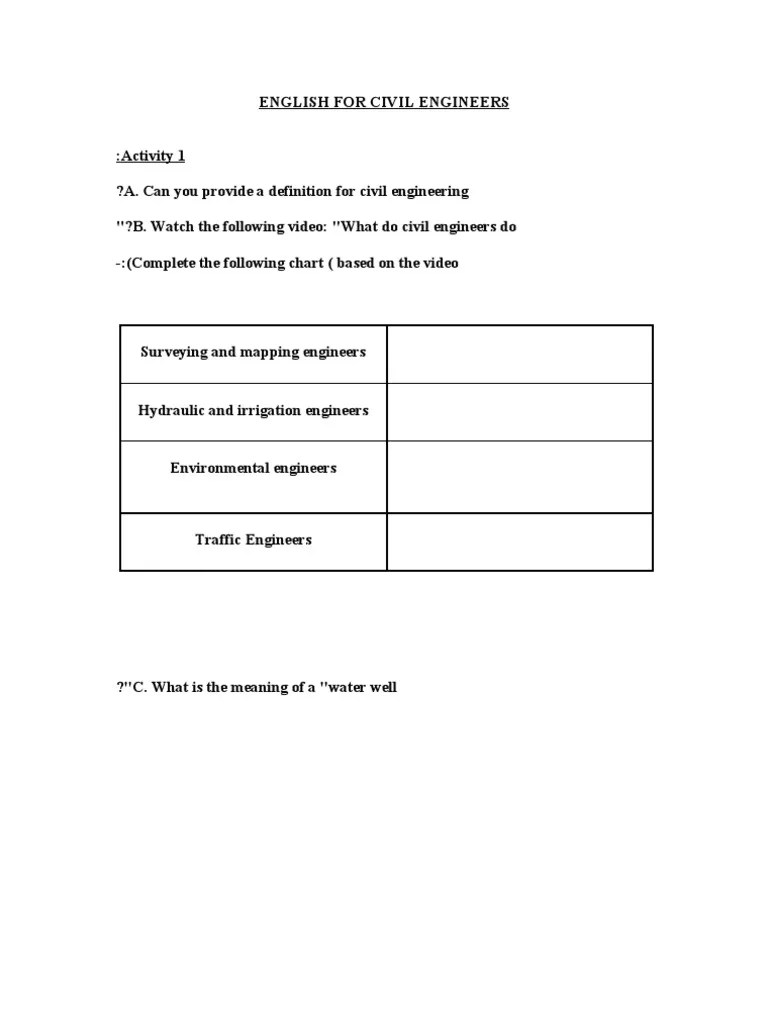 English For Civil Engineers