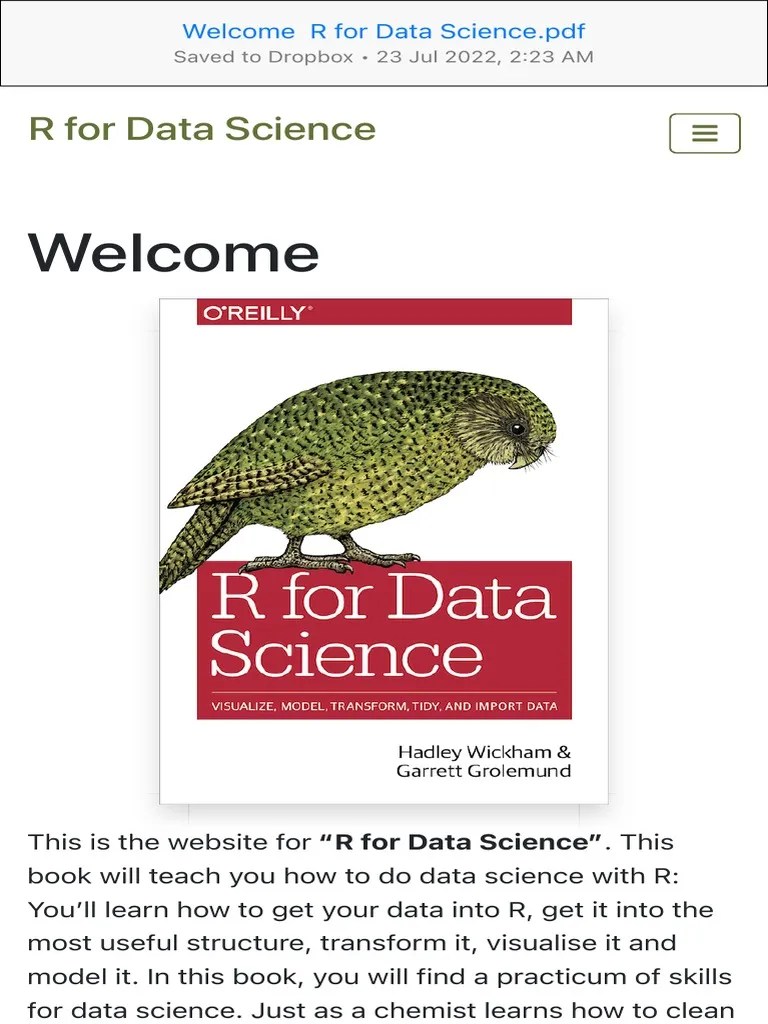 Welcome R For Data Science | PDF | Business | Computing
