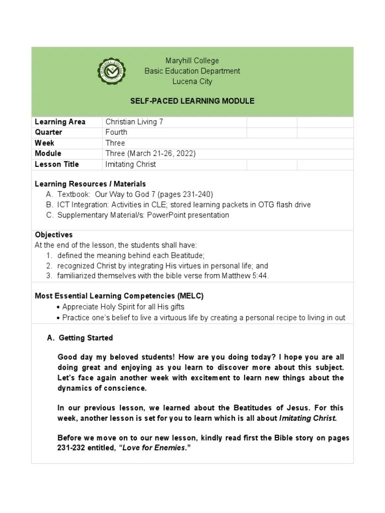 CL 7 Module 3 MDL | PDF | Jesus