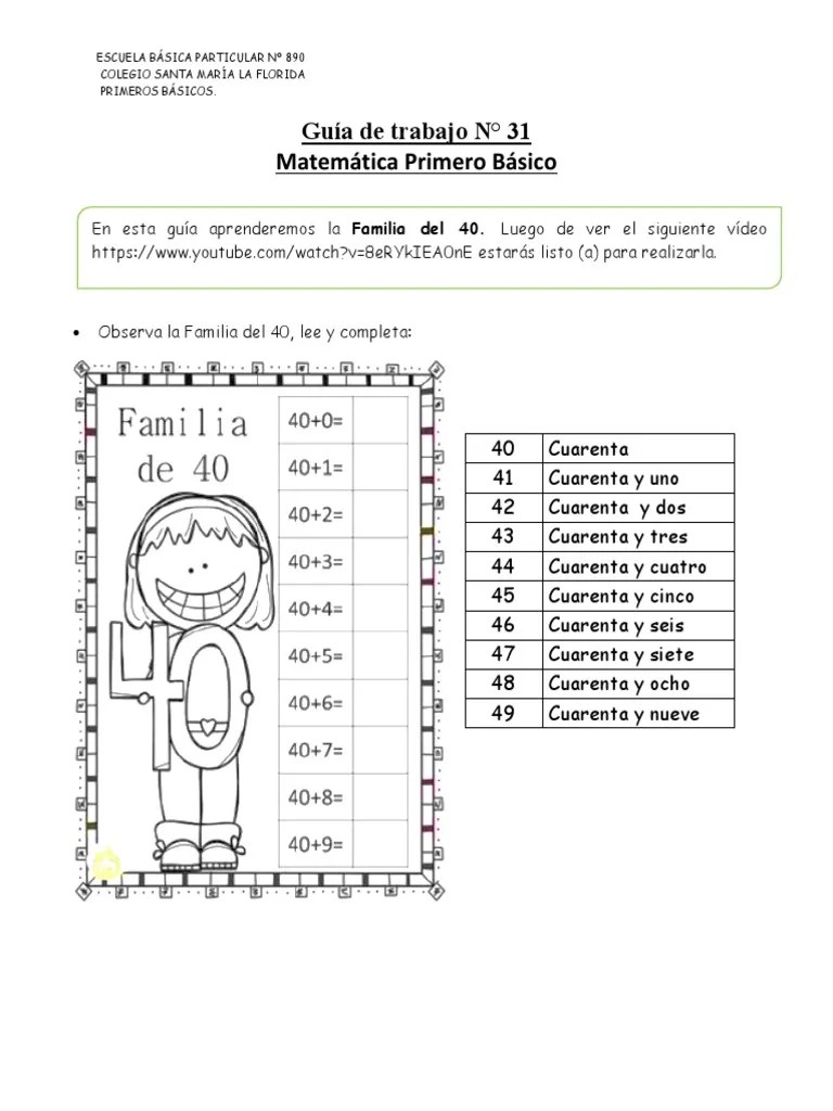 1° Basico Matematica Guia 31 Profesoras Primeros Basicos | PDF