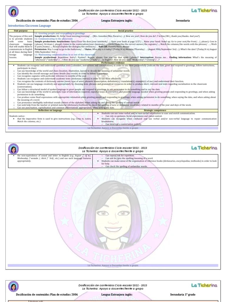 DDC Ciclo 2022 - 2023 - Lengua Extranjera Inglés 2006 - La Ticherina ...