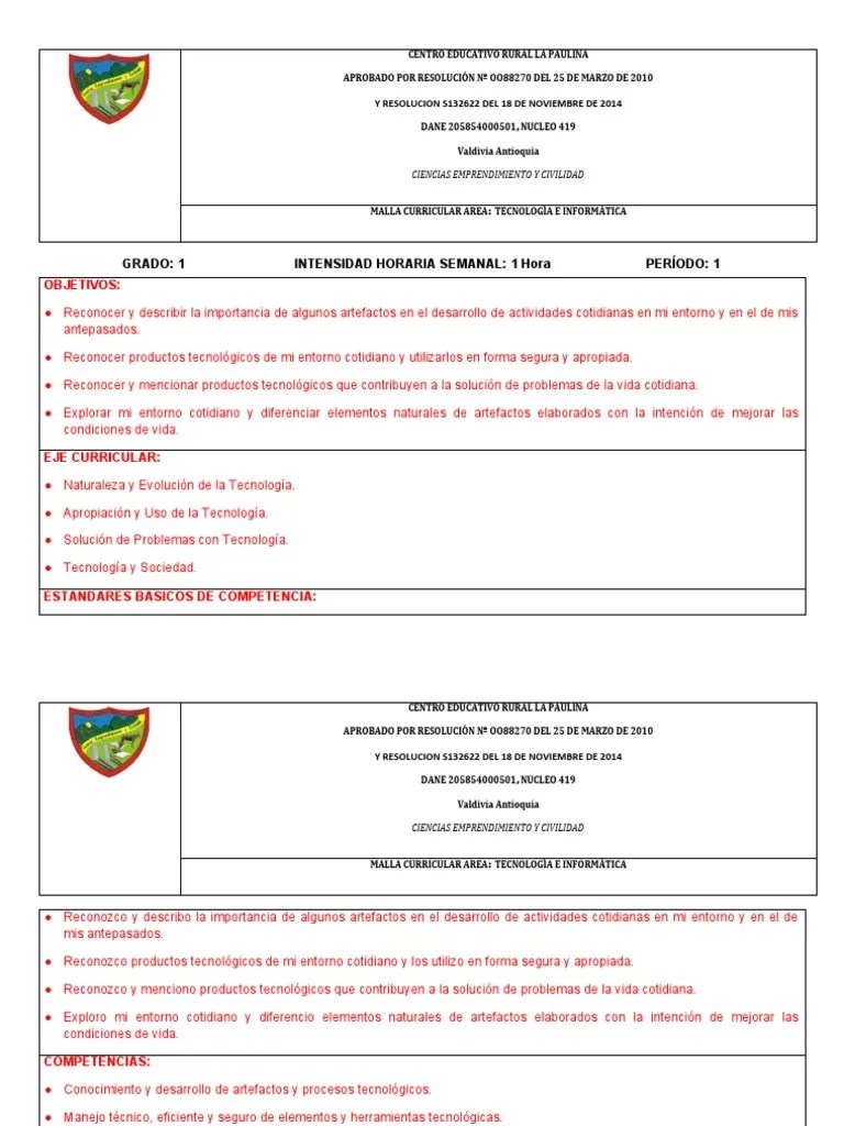 Malla Curricular De Tecnologia E Informatica | PDF | Iniciativa Empresarial | Evaluación