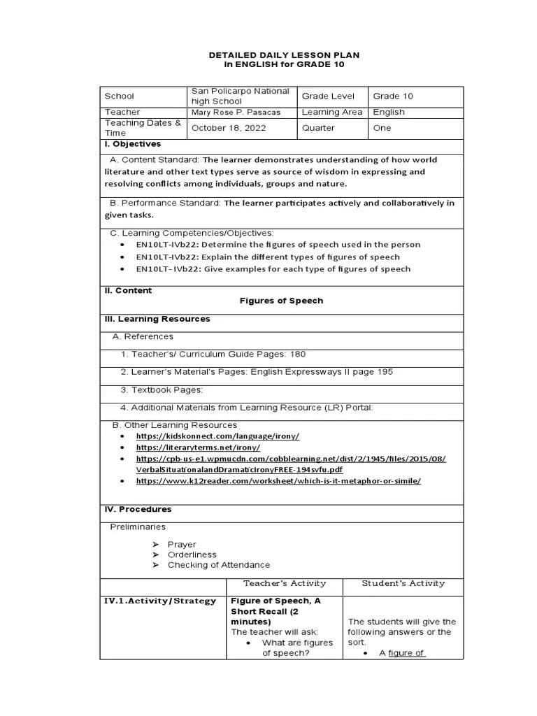 Lessonplan 17&18 G10 | Download Free PDF | Irony | Learning
