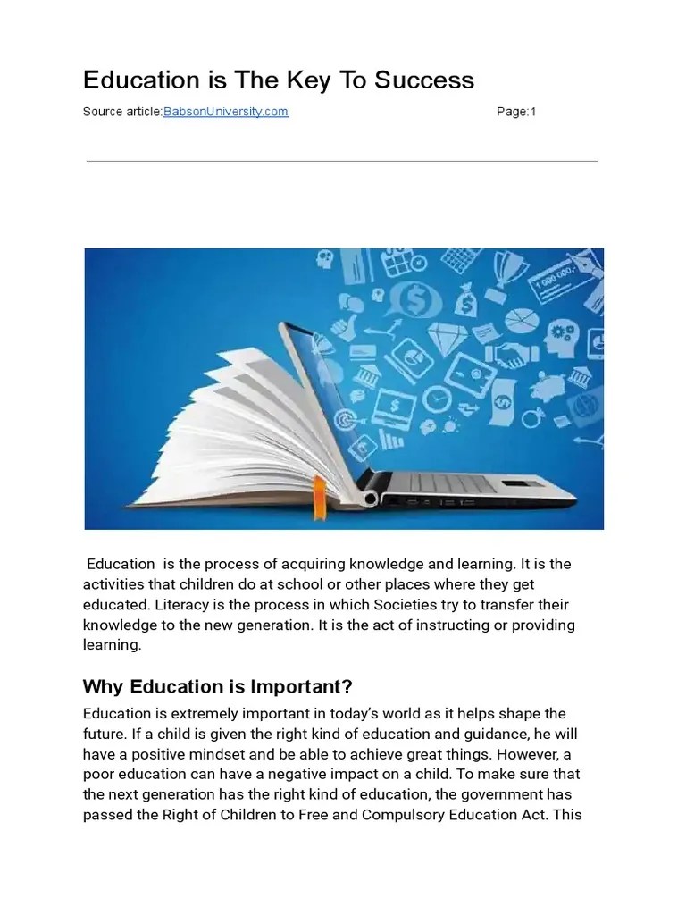 Education Is The Key To Success | PDF | Learning | Behavior Modification
