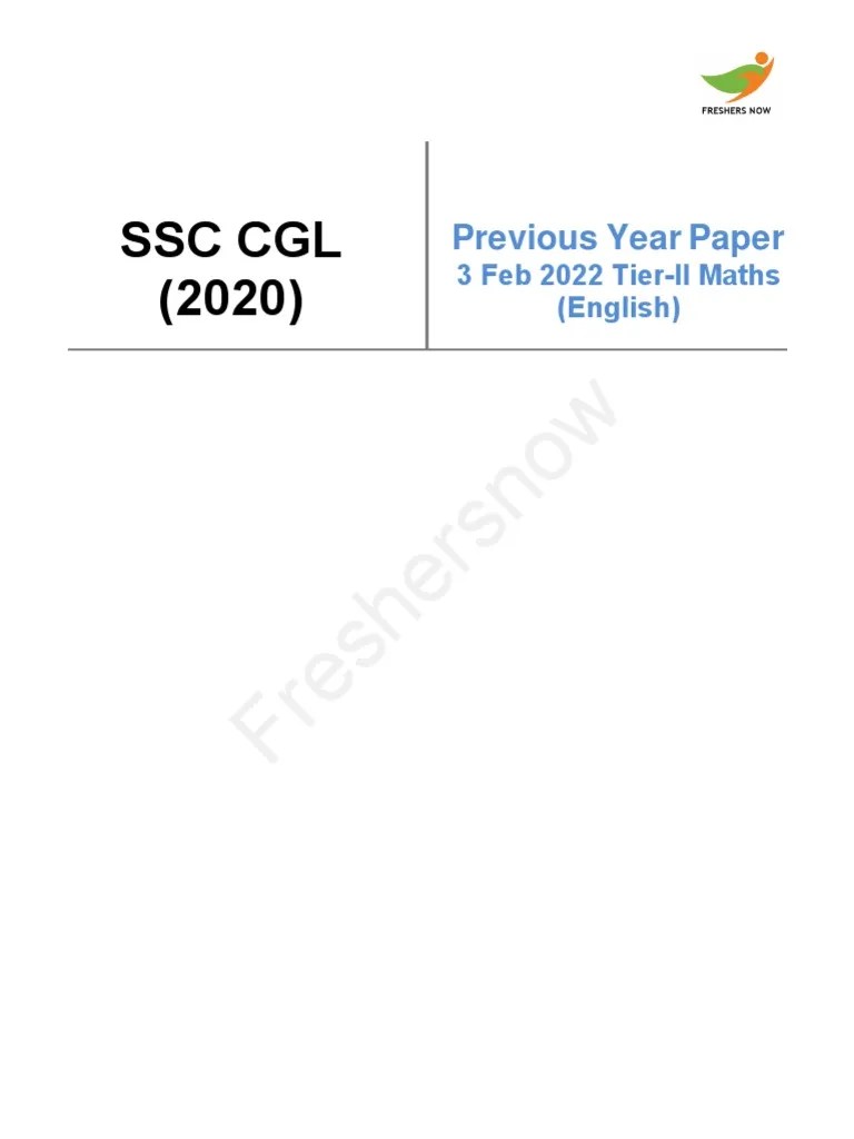 SSC CGL 2020 3 Feb 2022 Tier 2 Old Paper | PDF | Standardized Tests ...