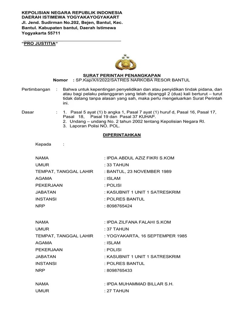 Surat Perintah Penangkapan | PDF