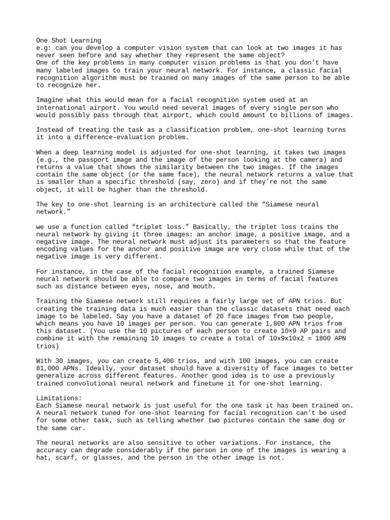 One Shot Learning | PDF | Artificial Neural Network | Computing