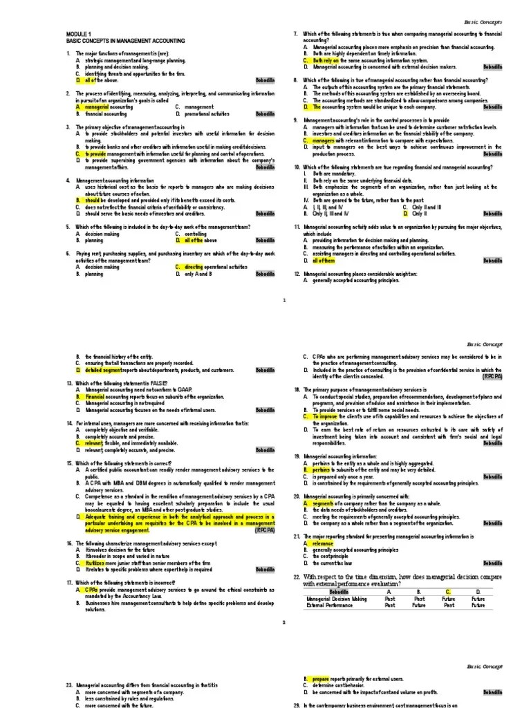 Basic Concepts In Management Accounting | PDF | Accounting | Management ...