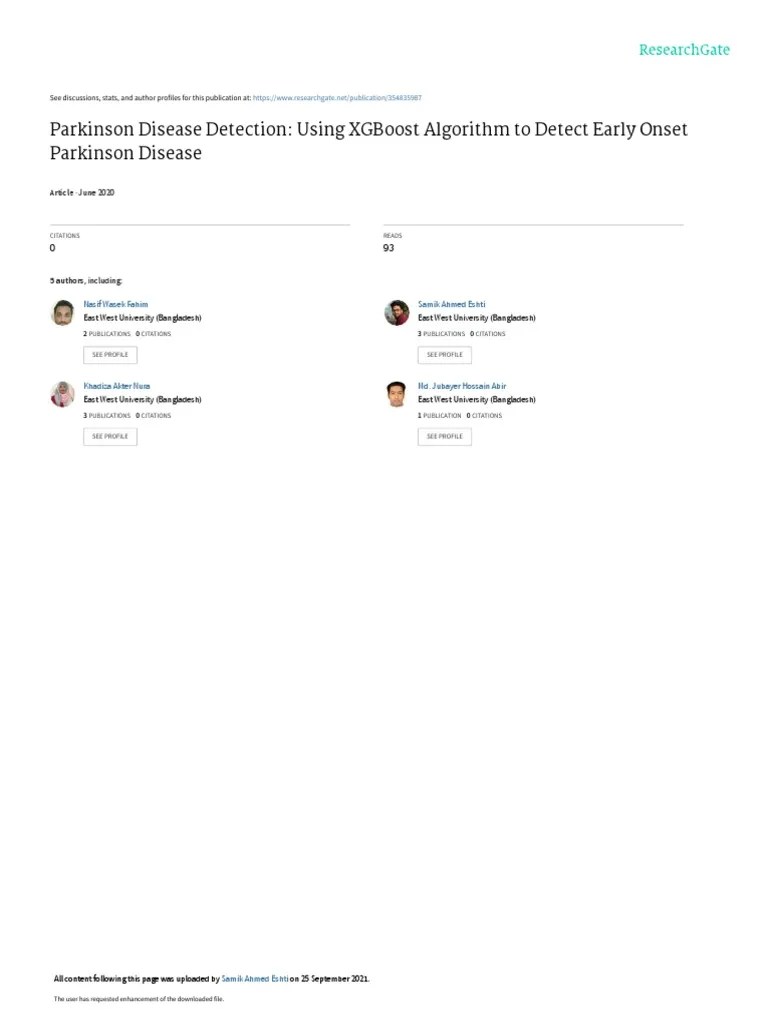 Parkinson Disease Detection | PDF | Machine Learning | Parkinson's Disease