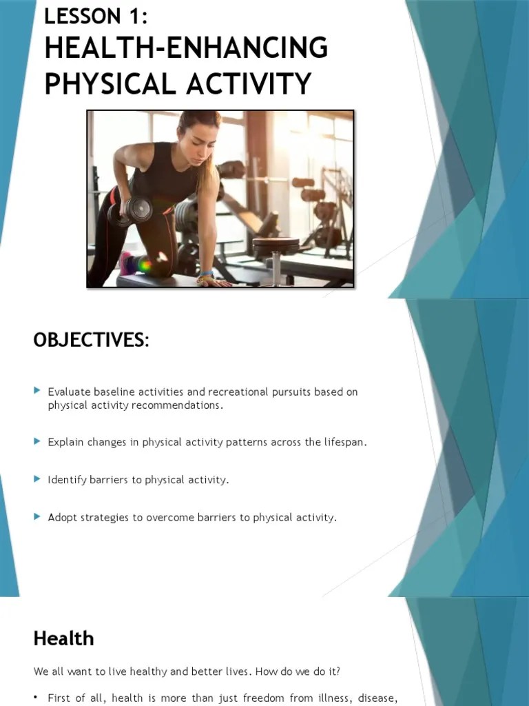 Pe 1 Lesson 1 Health Enhancing Physical Activity | PDF | Stress (Biology) | Sleep