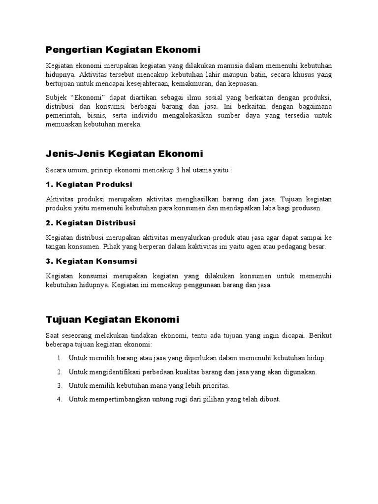 Pengertian Kegiatan Ekonomi | PDF