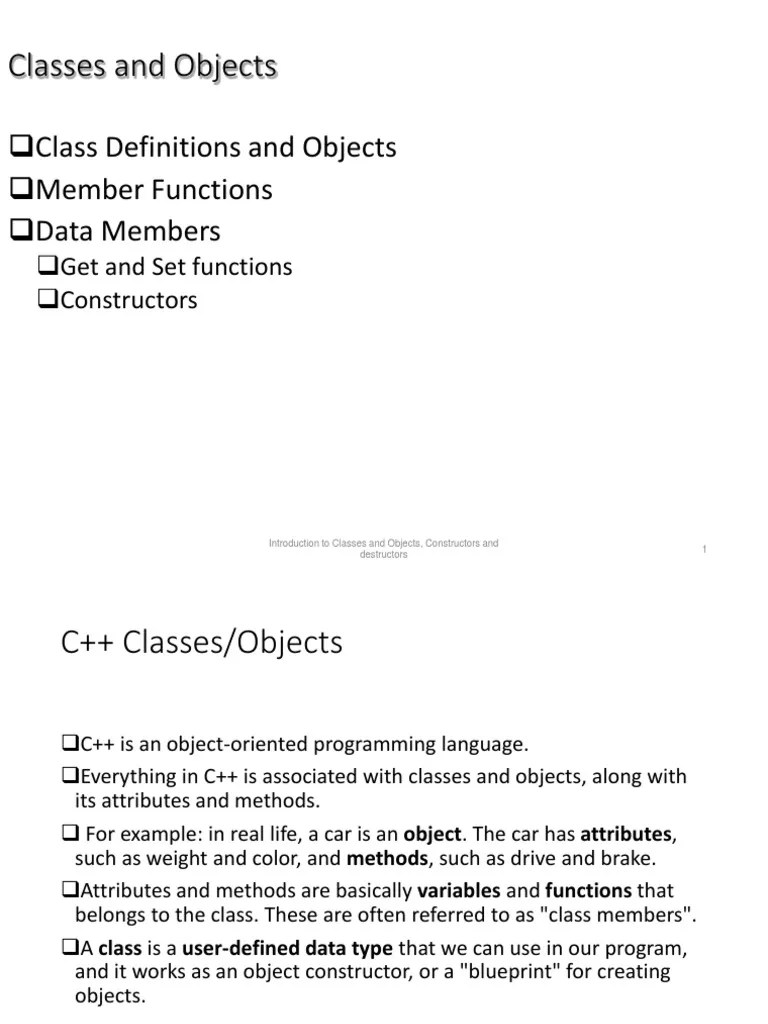 C++ CLASSES AND OBJECTS, Constructors Update | PDF | Class (Computer ...