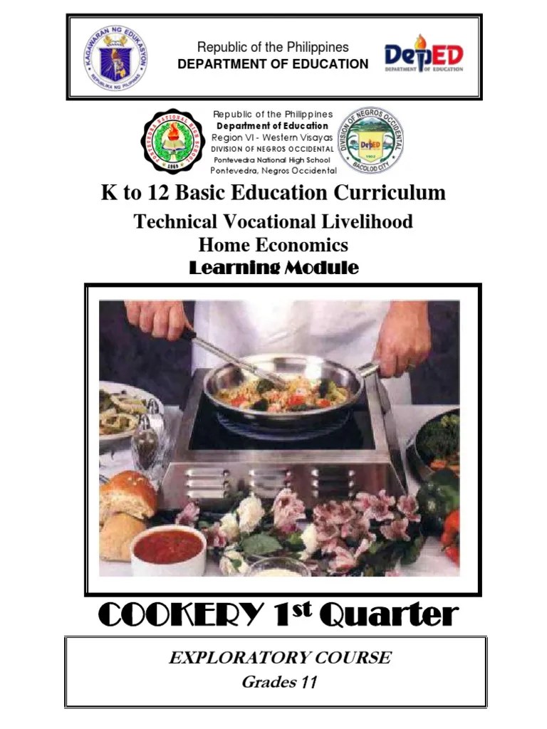 SHS TVL Cookery Module 1st Quarter 1 | PDF | Entrepreneurship | Learning
