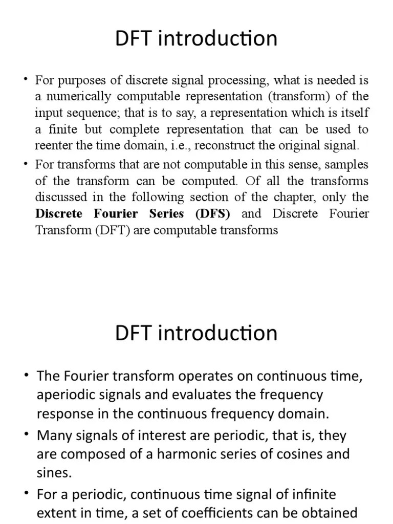 DFT Introduction: Discrete Fourier Series (DFS) And Discrete Fourier ...