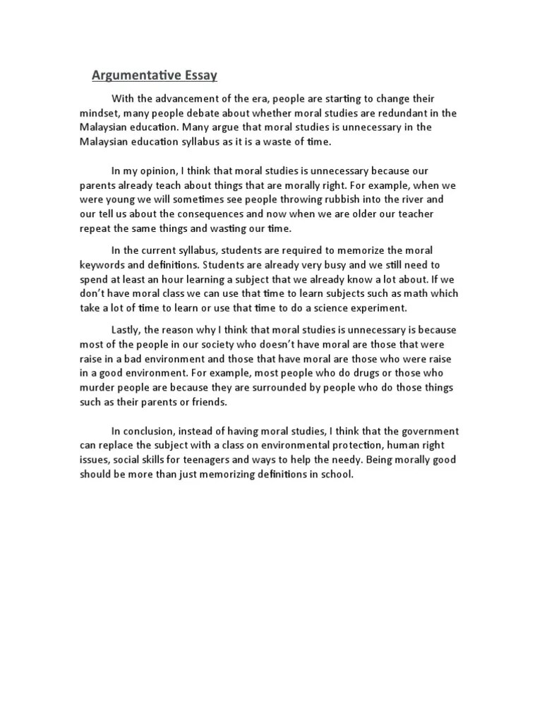 Argumentative Essay | PDF