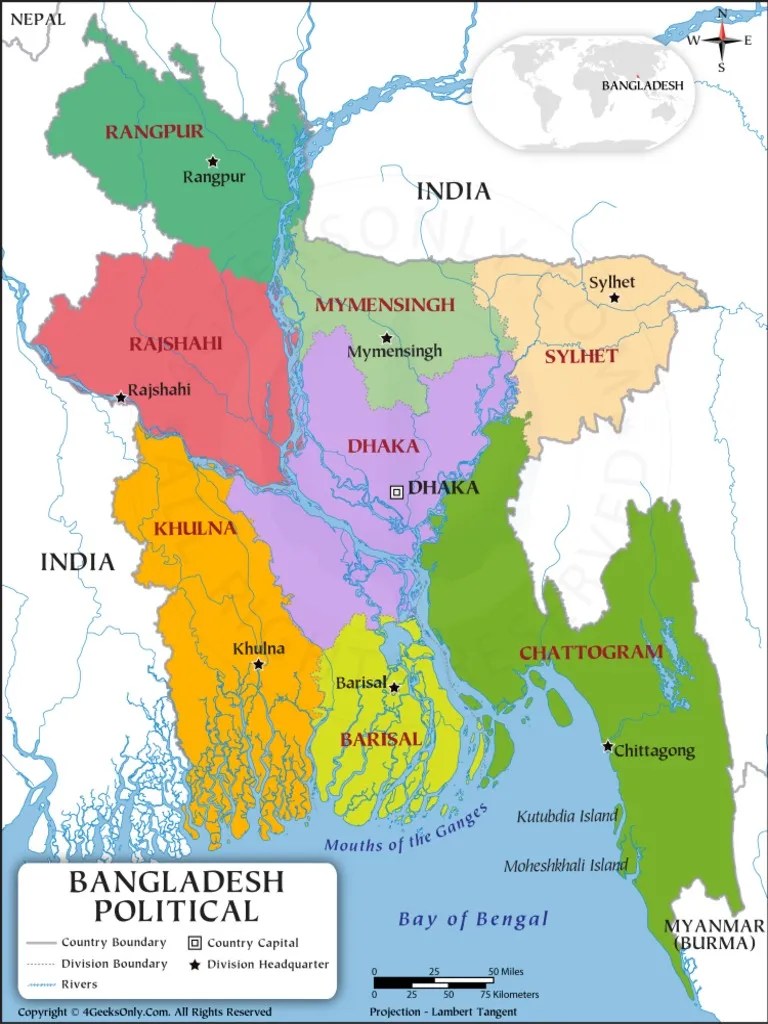 Bangladesh Political Map PDF 1