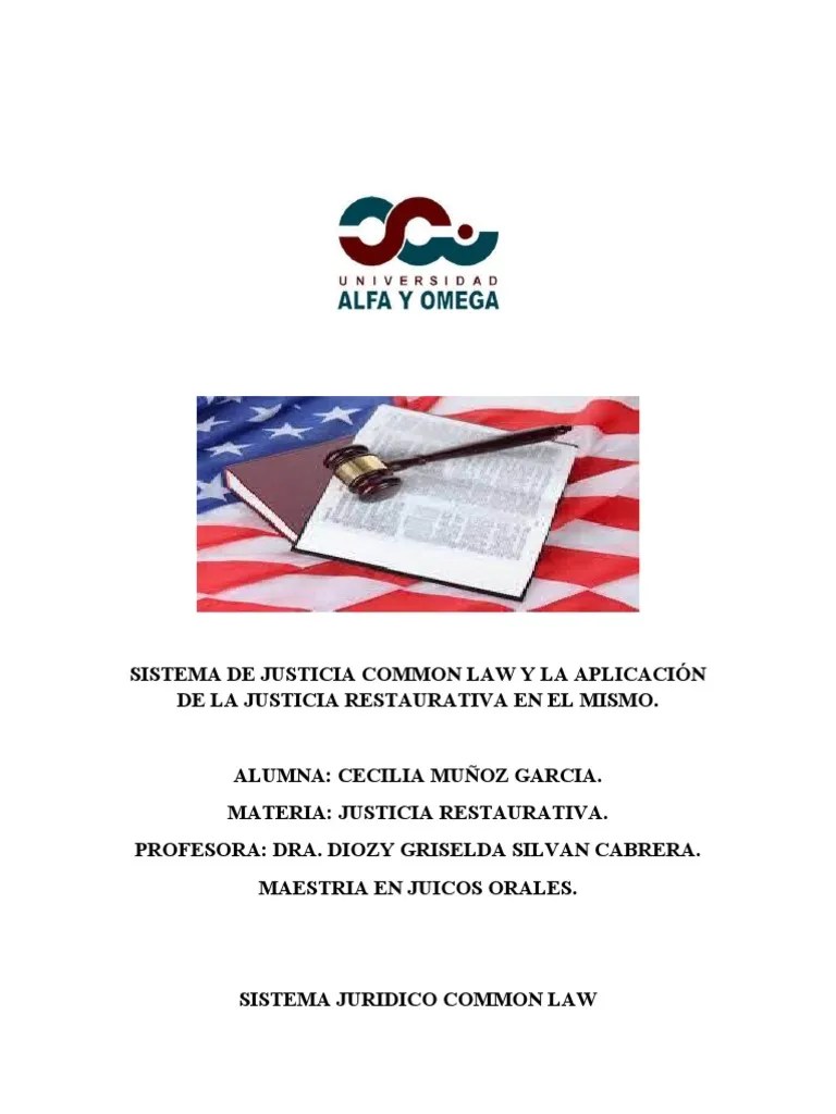 Tarea Justicia Restaurativa | PDF | Ley Común | Derecho Civil (sistema ...