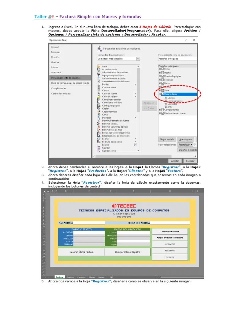Taller 1 Factura Simple Con Macros Y Formulas 2021 | PDF | Macro (informática) | Hoja De Cálculo