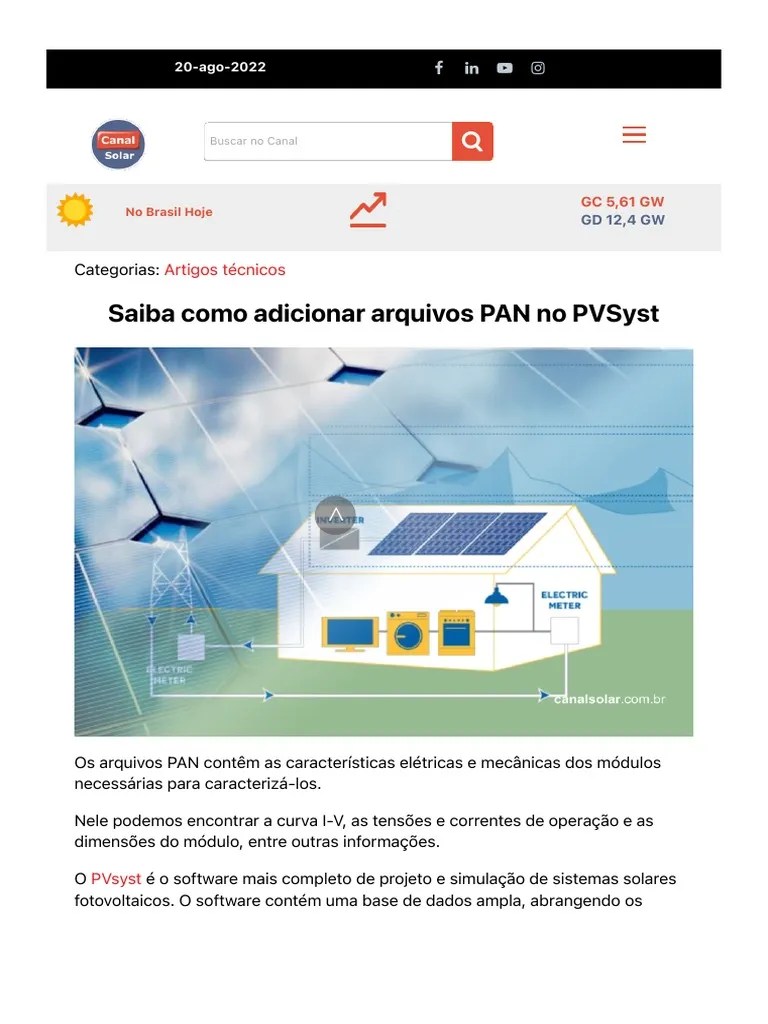 Saiba Como Adicionar Arquivos PAN No PVSyst | PDF | Fotovoltaica | Bancos De Dados