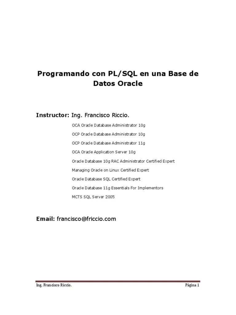 Taller Oracle PL-SQL | PDF | Informática | Recuperación De Información