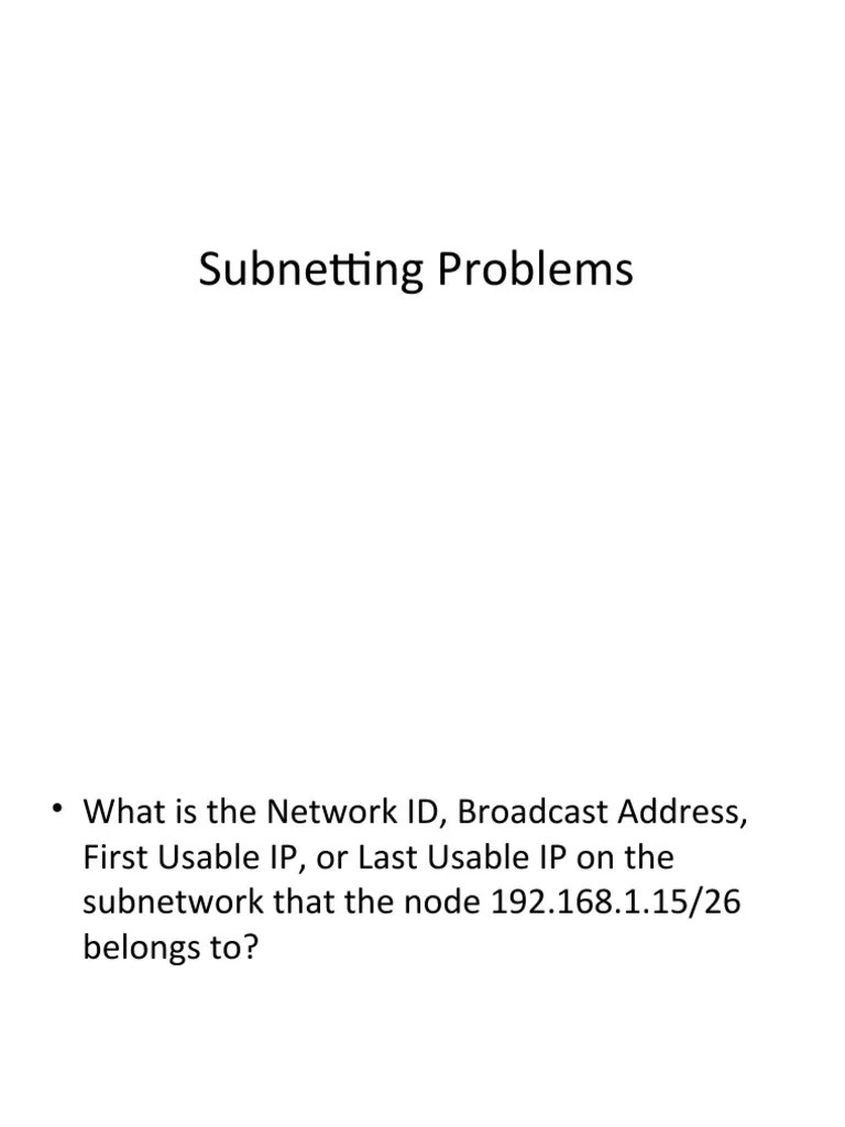 Subnetting Problems | PDF | Computing | Computer Network