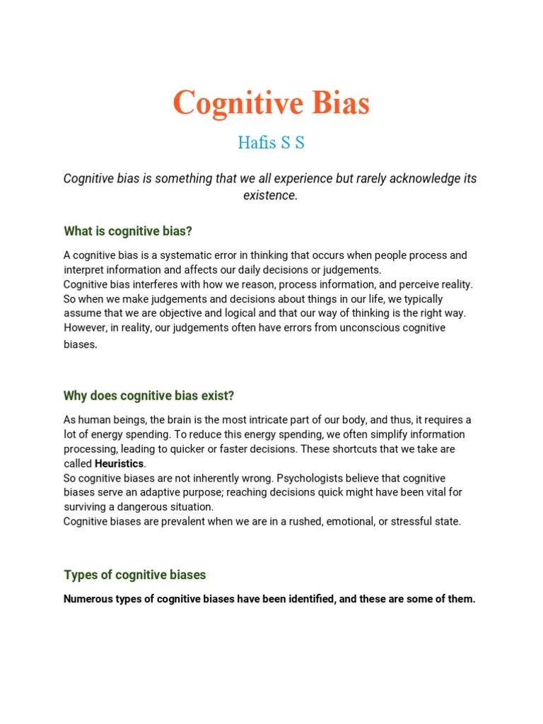 Cognitive Bias | PDF | Error | Psychological Attitude