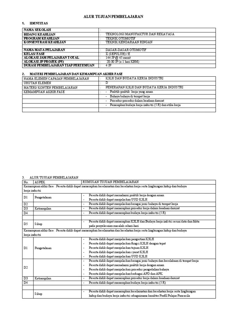 RPP Kurikulum Merdeka ATP Modul Ajar Teknik Kendaraan Ringan XTKR | PDF