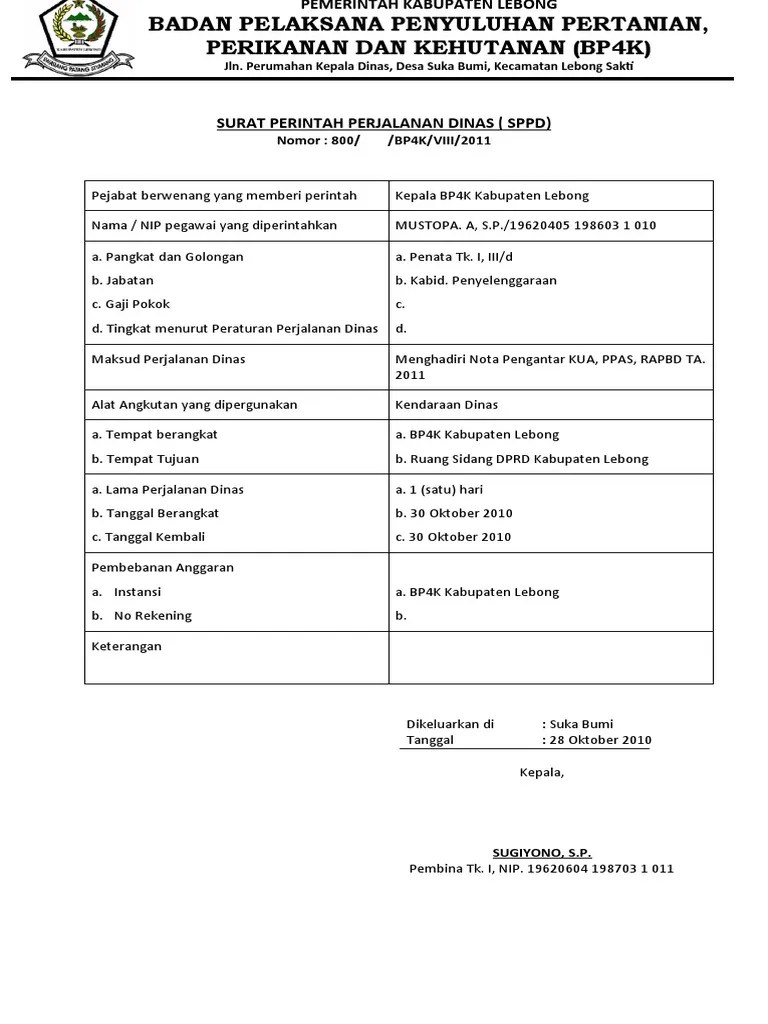 Surat Perintah Perjalanan Dinas | PDF