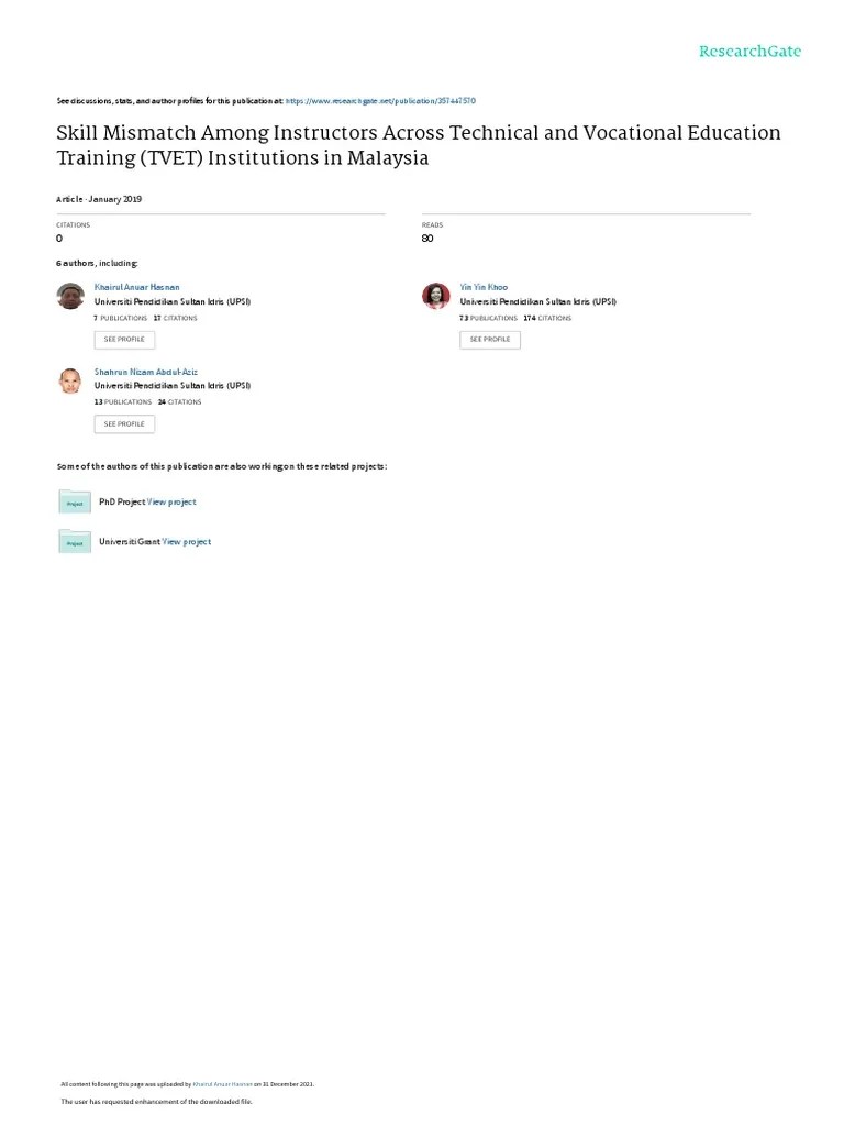 Skill Mismatch Among Instructors | PDF | Vocational Education | Job ...