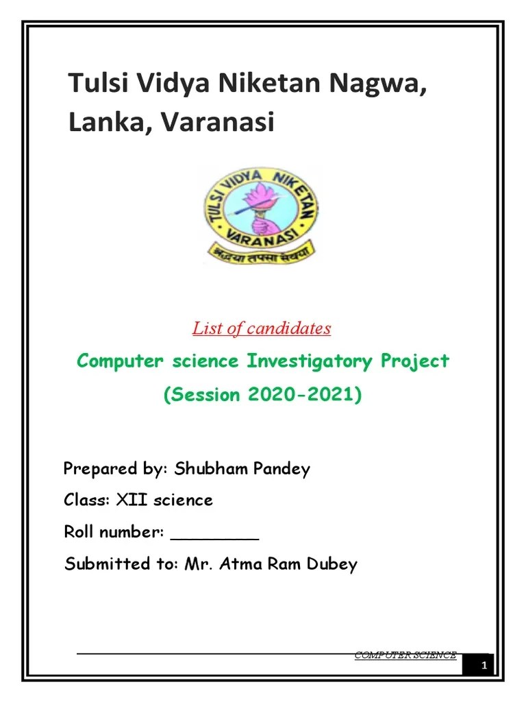 Computer Science Investigatory Project | PDF | Software Testing ...